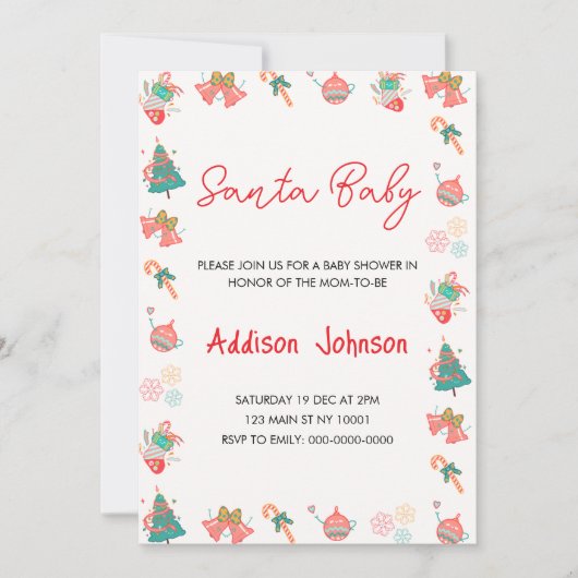 サンタベイビーシャワー 招待状 (正面)