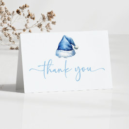 サンタベイビーブルーハットクリスマスホリデーベイビーシャワー サンキューカード