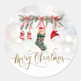 サンタベイビーベア クリスマスクローズライン ラウンドシール