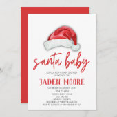 サンタベイビーレッドハットクリスマスシャワー招待状 招待状 (正面/裏面)