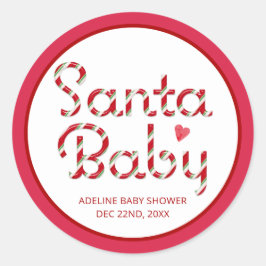 サンタベイビーレッド クリスマスベイビーシャワーステッカー ラウンドシール