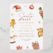 サンタベイビー ウィンター クリスマス ベイビーシャワー 箔招待状 (正面)