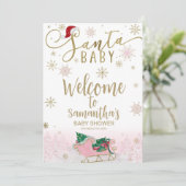 サンタベイビー クリスマスベイビー シャワーのお出迎え看板 招待状 (スタンド正面)