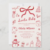 サンタベイビー クリスマスベイビー シャワーパーティー 招待状 (正面)