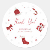 サンタベイビー クリスマスベイビー シャワー サンクス ラウンドシール (正面)