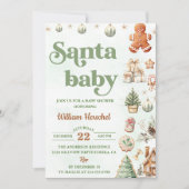 サンタベイビー クリスマス クッキー ベイビー シャワー パーティー 招待状 (正面)