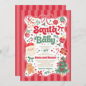 サンタベイビー クリスマス コケッタ ボー ベビーシャワー 招待状 (正面/裏面)