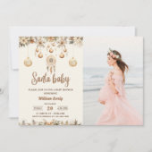 サンタベイビー クリスマス フラワー クリスマス ベイビー シャワー 招待状 (正面)