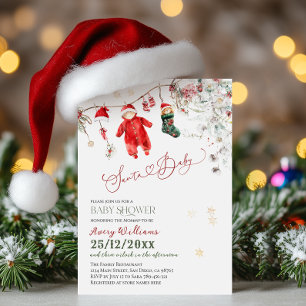 サンタベイビー クリスマス ベイビー シャワー ジェンダー ニュートラル 招待状