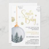 サンタベイビー スノーフレーク ウィンターワンダーランド ベイビーシャワー 招待状 (正面/裏面)