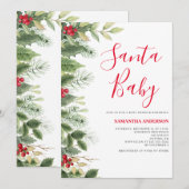 サンタベイビー パインベリー クリスマス ベビーシャワー 招待状 (正面/裏面)