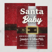 サンタベイビー - ベイビーシャワー グリッター グラム インビテーション (正面/裏面)