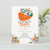 サンタベイビー ホリデー レッド 鳥 ガール ベイビー シャワー 招待状 (スタンド正面)