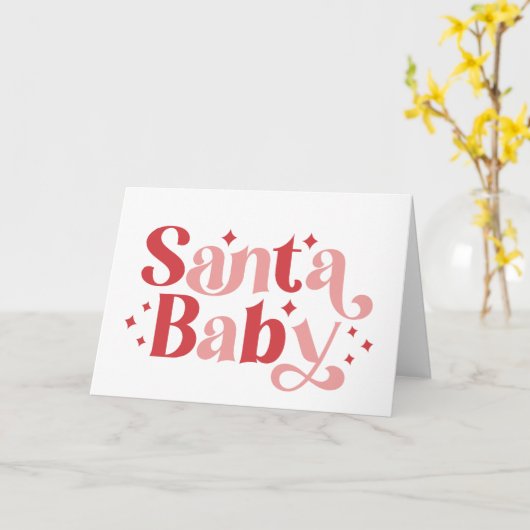 サンタベイビー - レトロクリスマスタイポグラフィ カード (黄色い花)