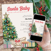 サンタベイビー ヴィンテージ クリスマス ベイビーシャワー 招待状