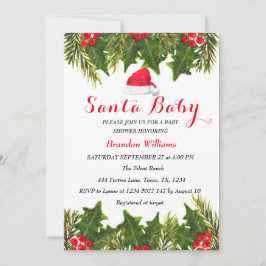 サンタベイビー 12月 冬 赤 ベイビーシャワー 招待状