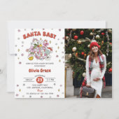 サンタベビーかわいいグルービーボール赤ちゃんシャワー写真 招待状 (正面)