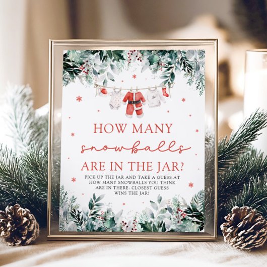 サンタベビーが思い出すスノーボールの赤ちゃんシャワー ポスター