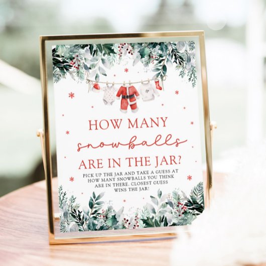 サンタベビーが思い出すスノーボールの赤ちゃんシャワー ポスター