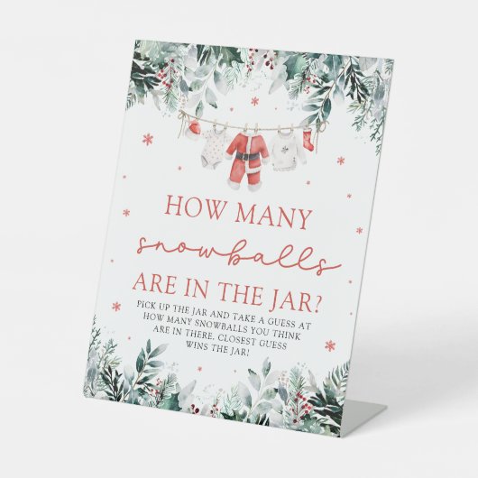 サンタベビーが思い出すスノーボールの赤ちゃんシャワー 台座サイン (正面)