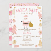サンタベビーが途中で、クリスマスベビーシャワー 招待状 (正面/裏面)