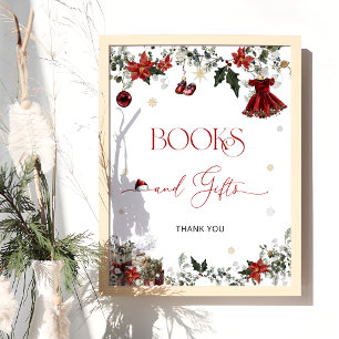 サンタベビーの本とギフト女の子ベビーシャワー ポスター