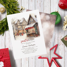 サンタベビーの水の色メリークリスマスベビーシャワー 招待状