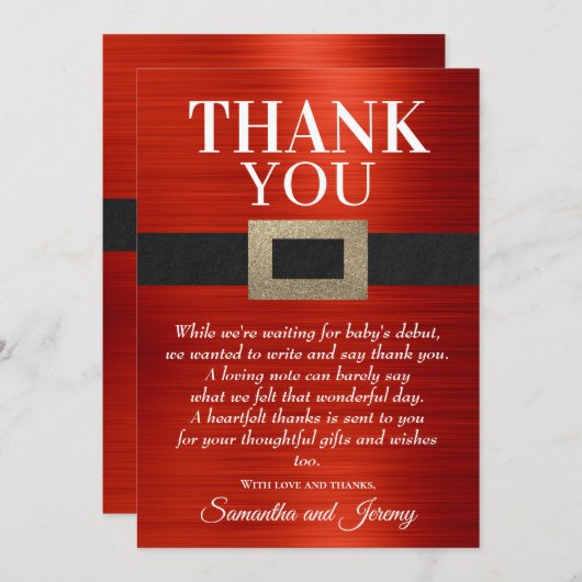 サンタベビーの赤ちゃんがクリスマス男女兼用に サンキューカード (正面/裏面)