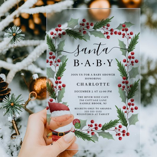 サンタベビーアクリルベビーシャワー招待状 アクリル招待状