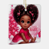 サンタベビーアフロプフ乳児ガールクリスマス セラミックオーナメント (右)