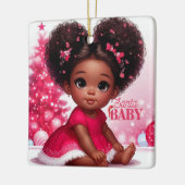 サンタベビーアフロプフ乳児ガールクリスマス セラミックオーナメント (左)