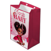 サンタベビーアフロプフ乳児ガールクリスマス ミディアムペーパーバッグ (正面アングル)