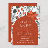 サンタベビーウィンタークリスマステーマベビーシャワー 招待状 (正面/裏面)