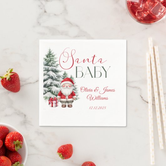 サンタベビーウィンタークリスマスベビーシャワーウェルカム スタンダードカクテルナプキン (インサイチュ)