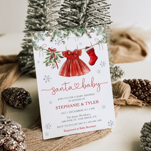 サンタベビーウィンタークリスマスベビーシャワー招待状 招待状