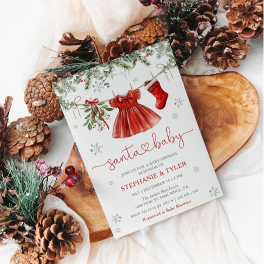 サンタベビーウィンタークリスマスベビーシャワー招待状 招待状