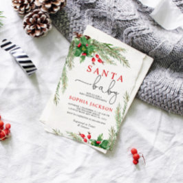 サンタベビーウィンターフラワーズベビーシャワー招待状 招待状