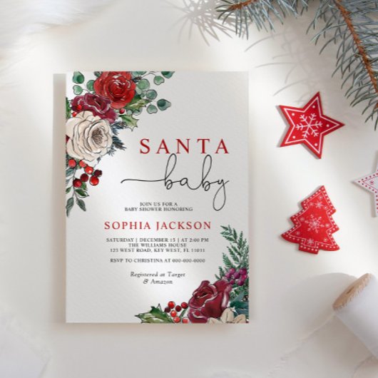 サンタベビーウィンターベビーシャワー招待状 招待状