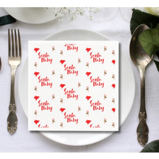 サンタベビーウィンターベビーシャワー スタンダードカクテルナプキン