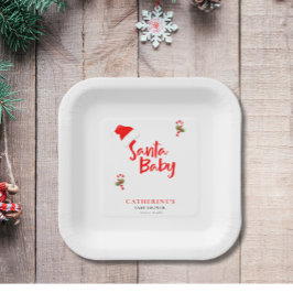 サンタベビーウィンターベビーシャワー ペーパープレート