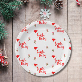 サンタベビーウィンターベビーシャワー ペーパープレート