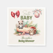 サンタベビーウッドランドウィンタークリスマスベビーシャワー スタンダードカクテルナプキン (正面)