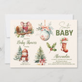 サンタベビーウッドランドウィンタークリスマスベビーシャワー 招待状 (正面)
