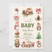 サンタベビーウッドランドウィンタークリスマスベビーシャワー 招待状 (正面)