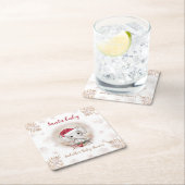 サンタベビーエレファントクリスマスベビーシャワー スクエアペーパーコースター (インサイチュ)