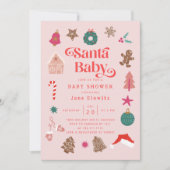 サンタベビーガールクリスマスベビーシャワー招待状 招待状 (正面)