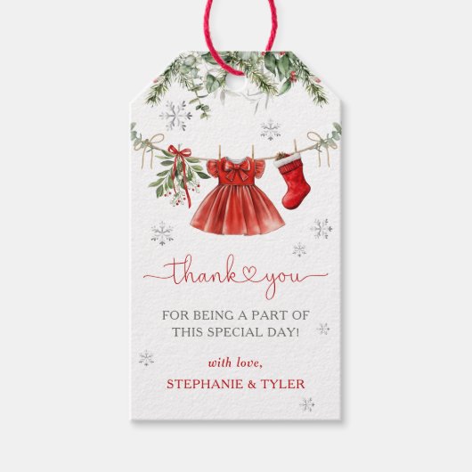 サンタベビーガール冬クリスマスベビーシャワーのお気に入り ギフトタグ (正面)