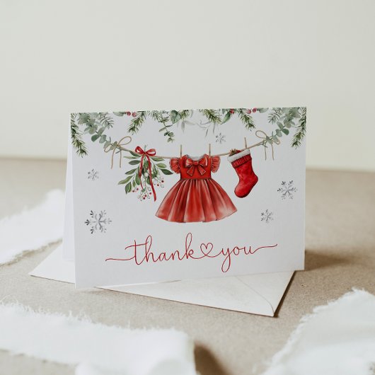 サンタベビーガール冬クリスマスベビーシャワー サンキューカード