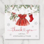 サンタベビーガール冬クリスマスベビーシャワー フェイバータグ (正面)