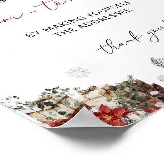 サンタベビーガール赤ちゃんシャワー住所と封筒 ポスター (角)